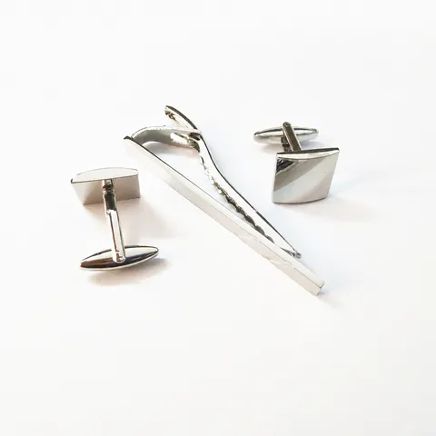 Heren Koper Manchetknoppen En Dasclip Set Vierkant Gelaserd Zakelijk Pak Hemd Accessoires