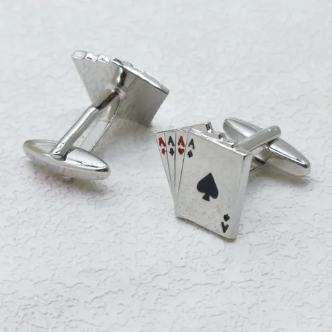 Boutons de Manchette Créatifs Quatre A Carte de Poker Cuivre En Éventail Émail Rempli de Couleur Cadeau d'Affaires Liens de Poignet en Métal pour Hommes Bijoux