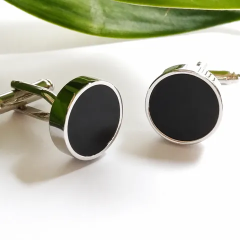Minimalistisch Koper Manchetknopen Voor Mannen Zwart Agaat Ingelegd Ronde Zakelijke Formele Hemd Manchet Knopen Trouwring Sieraden