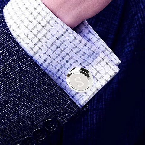 Heren High-End Franse Shirt Manchetknoppen Alfabet Letter Manchetknoppen Koper Minimalistisch Zakelijk Trouw Heren Sieraden