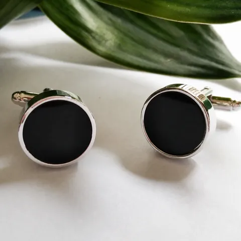 Minimalistisch Koper Manchetknopen Voor Mannen Zwart Agaat Ingelegd Ronde Zakelijke Formele Hemd Manchet Knopen Trouwring Sieraden