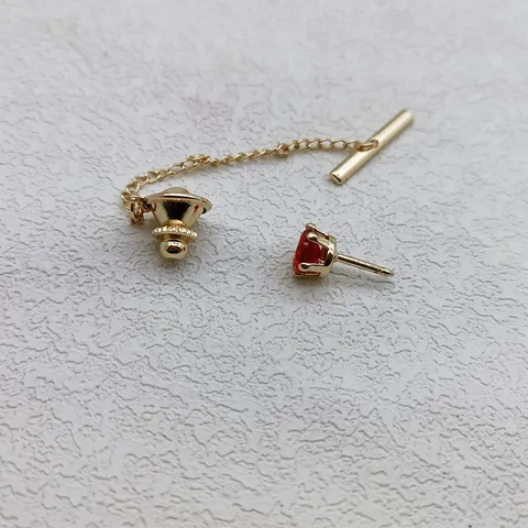 Heren Casual Zakelijk Koperen Krawattenklammer Met Ketting Kristal Strass Krawattennadel Pak Hemel Kraag Accessoires Heren Sieraden