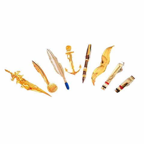 Heren Koperen Dasclip Business Casual Metalen Dasbalk Creatieve Vormen Saxofoon Veer Pen Snor Sieraden Cadeau