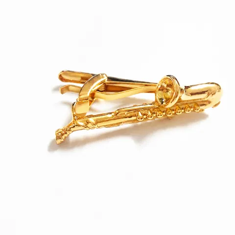 Heren Koperen Dasclip Business Casual Metalen Dasbalk Creatieve Vormen Saxofoon Veer Pen Snor Sieraden Cadeau