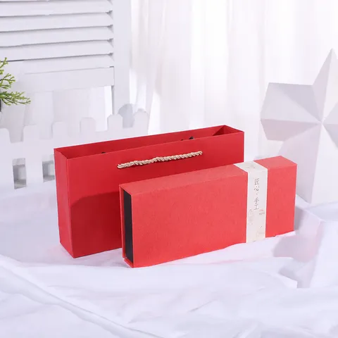 Red Retro Flip Gift Box Hard Cardboard Rectangle Packaging Box For Souvenir Comb Jewelry Gift Storage Box