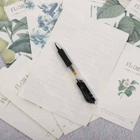 Botanical Vintage Stationery Set Letter Paper And Envelope With Floral Illustrative Design For Writing Letters