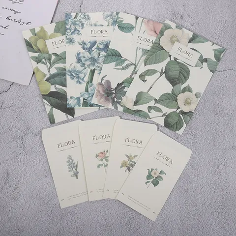Botanical Vintage Stationery Set Letter Paper And Envelope With Floral Illustrative Design For Writing Letters