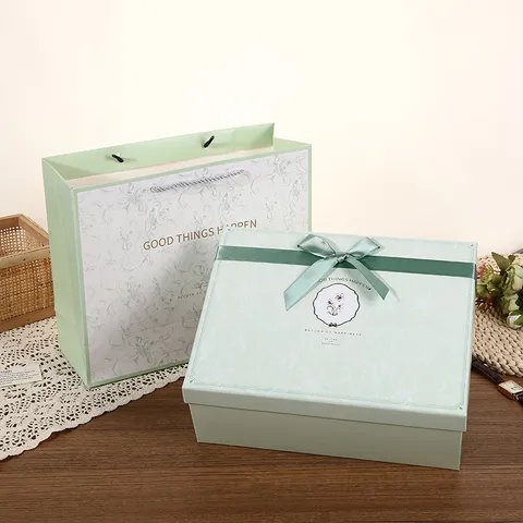 Green Gift Box With Bow Handbag Packaging Box For Valentine Day Birthday Party Present Packaging Storage Box