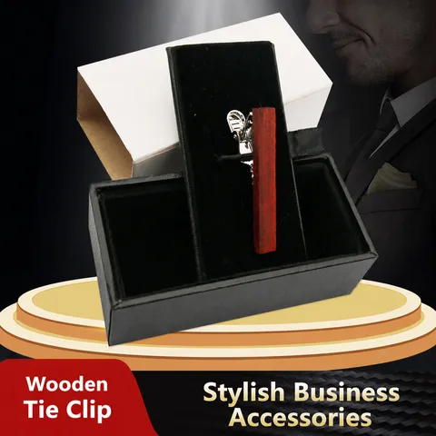 Heren Zakelijke Dasclip Koper Gegalvaniseerd Houtstructuur Dasbalk Met Geschenkdoos Mode Pak Hemd Accessoires Cadeau