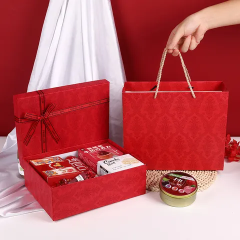 Vintage Weihnachtsgeschenkbox Set Damaskus Geprägter Karton Geschenkverpackung Box mit Schleife für Geburtstag Party Feiertag