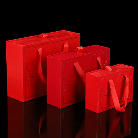 Traditional Chinese Style Wedding Candy Gift Box Drawer Design With Ribbon Sweet Time Decorative Packaging Box For Party