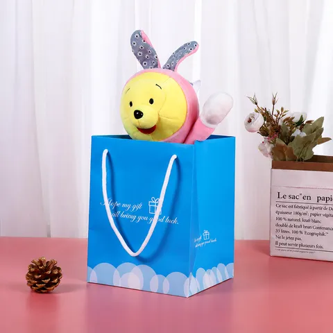 Azul Claro Cartón Regalo Bolso Moda Minimalista Bolso de Mano Para Embalaje Cosmético Compras Y Uso Diario