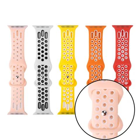 Correa Deportiva de Repuesto de Silicona para Apple Watch Bicolor Transpirable Pulsera Cómoda Accesorios para Smartwatch