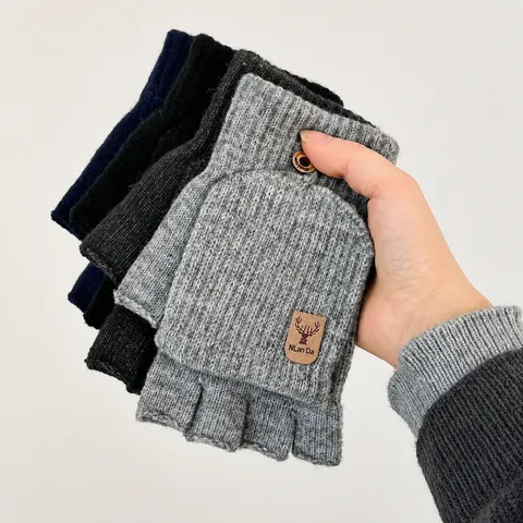 Unisex Winter Warm Gestrickt Touchscreen Handschuhe Halbfinger Klappdeckel Acryl Lässig Radfahren Handschuhe Für Studenten