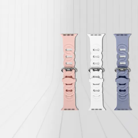Silikon Uhrenarmband Ersatzarmband Hohles Atmungsaktives Kettendesign Lässiges Sport Armband Für Smartwatch