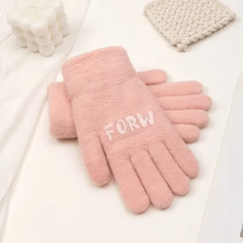 Damen Winter Warme Strick Handschuhe Vollfinger Touchscreen Radfahren Handschuhe Bedruckter Buchstabe Modische Kälteschutz Handschuhe