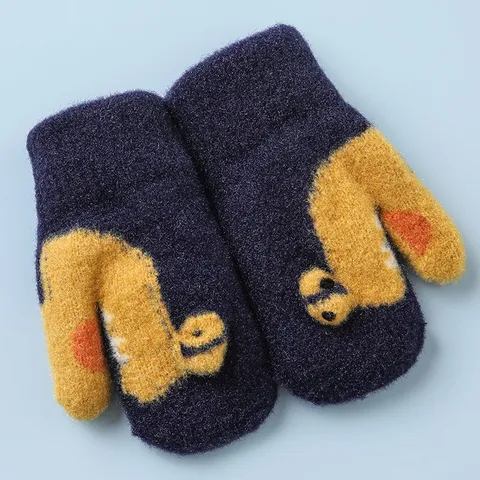 Kinder Winter Warme Handschuhe Süß Cartoon Krokodil Fäustlinge Verdickt Gefüttert Winddicht Kaltwetter Handschuhe Für Kinder
