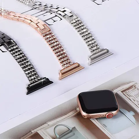 Edelstahl Strass Uhrenarmband Für Apple Watch Luxus Metall Bling Kette Armband Ersatz Armband Schmuck