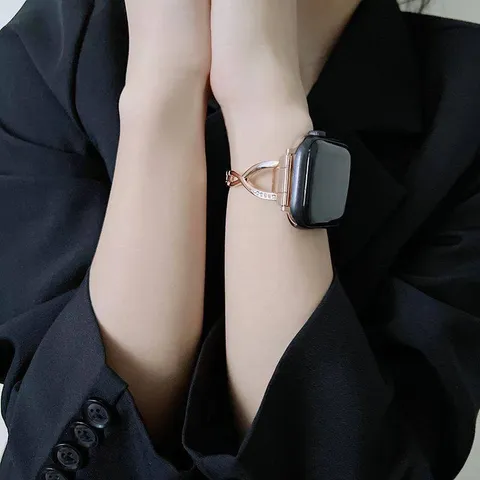 Mode Metallkette Uhrenarmband Mit Strass Schmalen Riemen Ersatz Für Smartwatch Schmuck Armband