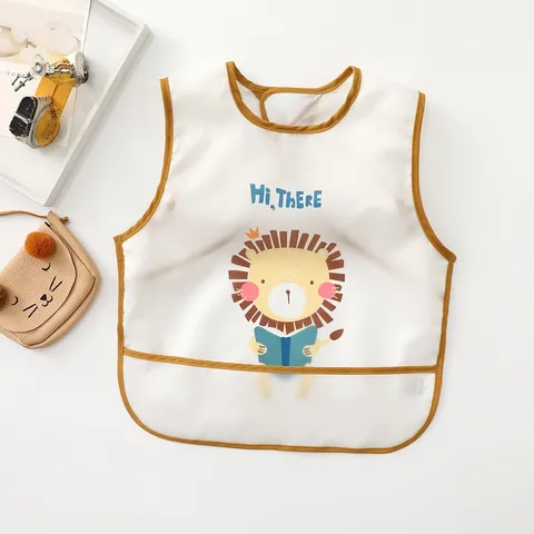 Baby Waterproof Long Sleeve Bib Infant Toddler Feeding Art Smock Apron Cute Cartoon Animal Unisex Baby Bibs