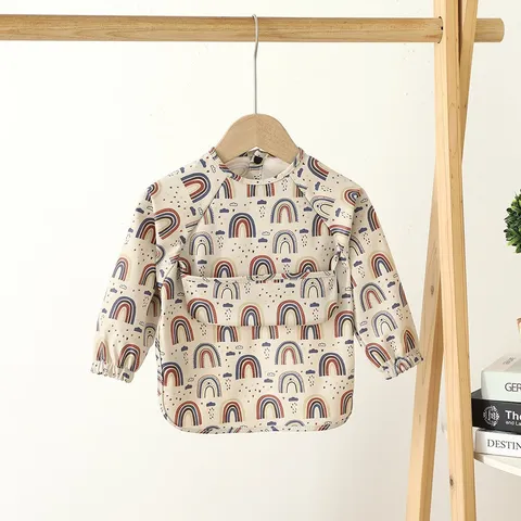 Baby Waterproof Long Sleeve Bib Infant Toddler Feeding Smock Cute Cartoon Print Cute Baby Apron