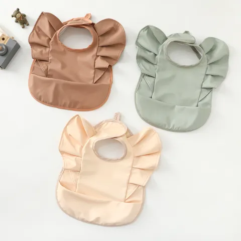 Baby Waterproof Bibs Cute Angel Wings Infant Toddler Feeding Bibs PU Anti-Foul Saliva Towel Cartoon Burp Cloths