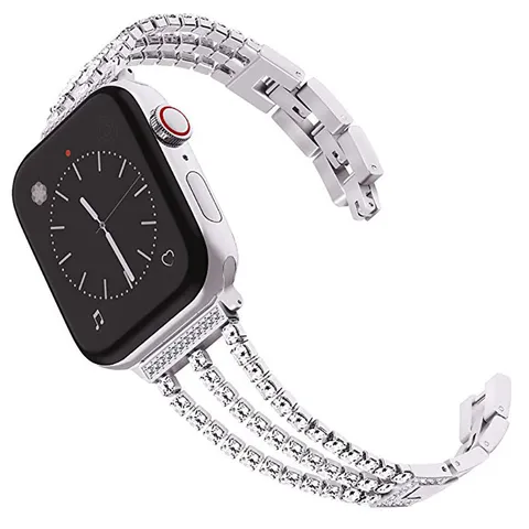Luxus Metall Strass Dreifach Kette Uhrenarmband Ersatzarmband Kompatibel Mit Smartwatch Zubehör