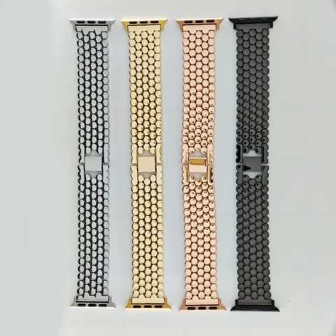 Roestvrijstalen Metalen Horlogeband Voor Apple Watch Compatibele Visgraat Mesh Vervangende Band Zakelijke Stijl Metalen Polsband