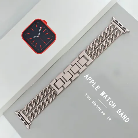 Cinturino per Orologio in Metallo a Doppia Catena Compatibile Con Smartwatch Cinturino di Ricambio alla Moda
