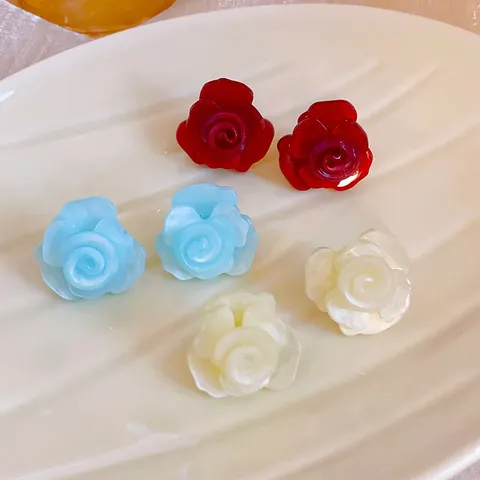 Harz Mehrlagige Rosenblüte Ohrstecker S925 Sterling Silber Stift Süße Frische Florale Ohrringe Für Damen Modeschmuck