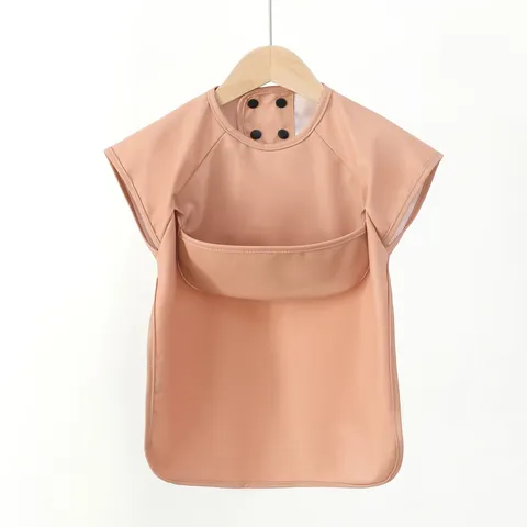 Baby Waterproof Short Sleeve Bibs Toddler Anti-Dirty Feeding Clothes Unisex Infant Soft Breathable Reusable Apron