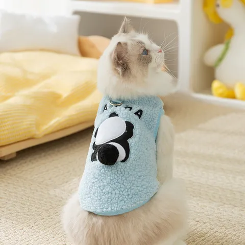 Simpatici Vestiti in Pile per Animali Domestici Animali Cartoon Inverno Caldo Cucciolo Gatto Abbigliamento Cani Piccoli Gatto Gessato