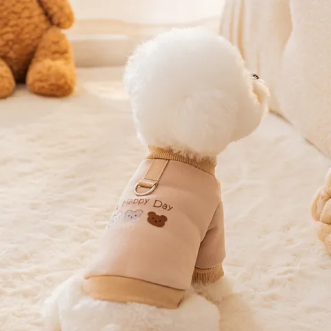 Sweat à Capuche pour Chien d'Animal de Compagnie Automne Hiver Mignon Imprimé Ours Chaud Vêtements Chiens Chiot Manteau