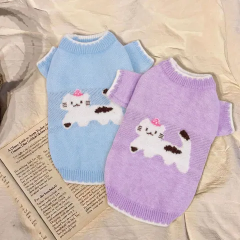Warme Winter Hondenpullover en Fleece Vest met Schattige Dieren Ontwerpen Zachte Gebreide Stof