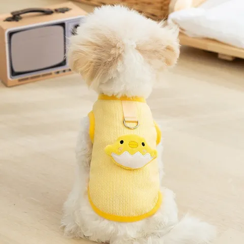 Gilet per Animali Domestici con Trazione di Animali a Cartoni Animati Carino Rete Traspirante Estate Cucciolo Cane Gatto Abiti Piccoli Cani Abbigliamento