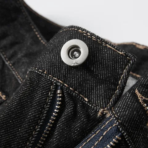 Jeans in Denim con Vestibilità Larga e Dritta Casual da Uomo Classico Vita Media Chiusura con Lampo Tinta Unita Pantalone Lungo in Misto Cotone