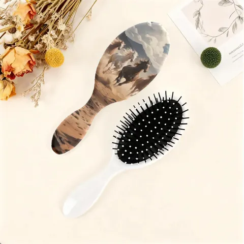 ABS Hair Brush Air Cushion Massage Comb Running Horse Print Anti-Tangle Hairbrush For Daily Hair Care Styling