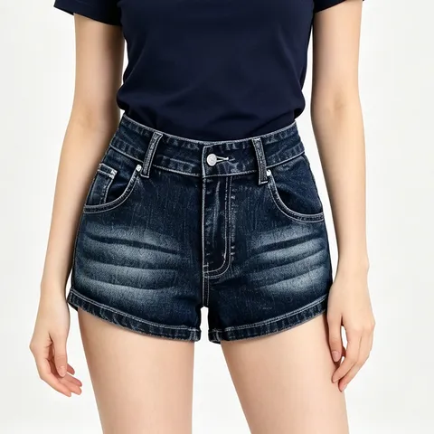 Dames Hoge Taille Denim Shorts Casual Slim Fit Zomer Hot Pants Met Union Jack Achterzak Print