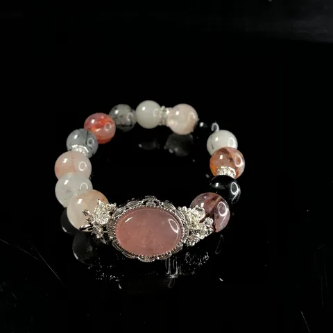 Pulsera de Cuentas de Cristal Piedra Natural Gema Cobre Accesorios Lujo Elegante Joyería de Mujer