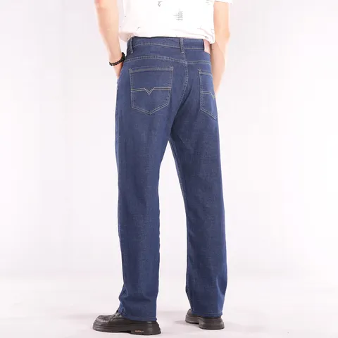 Herren Übergröße Stretch Denim Jeans Lässige Lose Gerade Lange Hose Bequeme Baumwolle Business Casual Hose