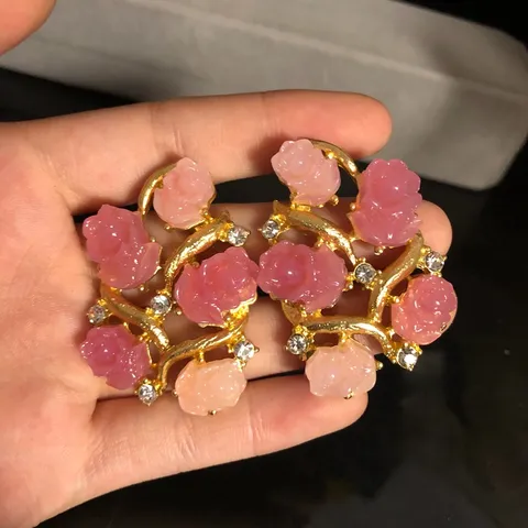 Pendientes de Botón de Flor de Rosa Rosa Azul Clip En Strass Aleación Moda Joyería Regalo Para Mujeres