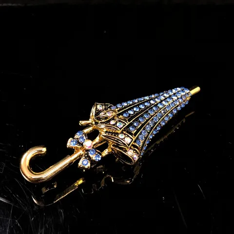 Fashion Alloy Rhinestone Umbrella Brooch Bowknot Suit Shirt Lapel Pin Elegant Women Jewelry Gift