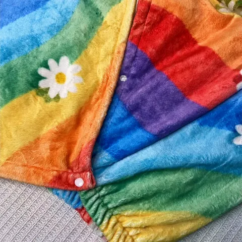 Set Gonna da Bagno Indossabile in Flanella Ispessita Con Cuffia per Capelli Asciutti Asciugamano Accappatoio Assorbente Floreale Carino per Donne