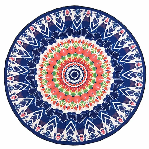 Telo Mare Rotondo Mandala Microfibra Arazzo Rotondo Boho Floreale Nappe Tappetino Yoga Coperta da Picnic