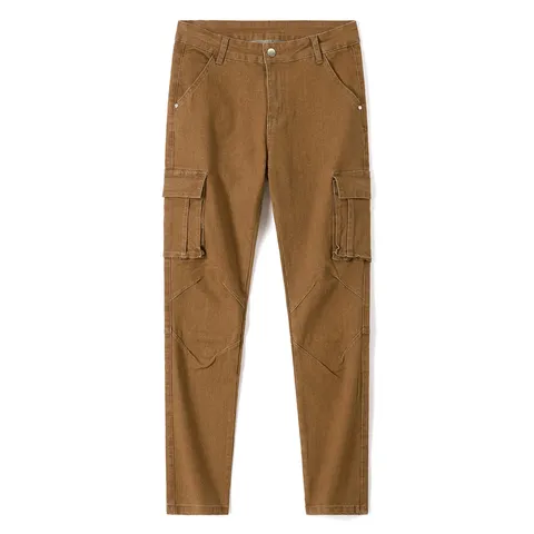 Herren Casual Cargo Jeans Mehrentaschen Straight Leg Stretch Denim Hose