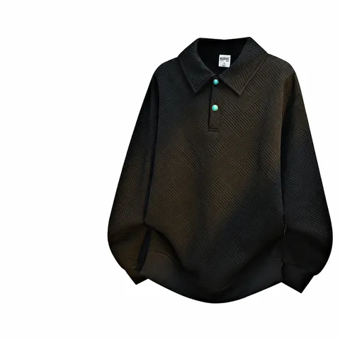 Herren Casual Langarm Polo-Kragen Kapuzensweatshirt Lose Große Größen Pullover Top