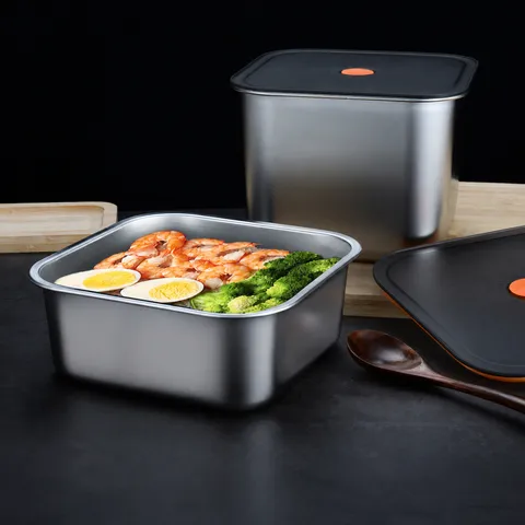 Stainless Steel Food Storage Container With Sealed Lid Airtight Meal Prep Box For Kitchen Refrigerator Organizer