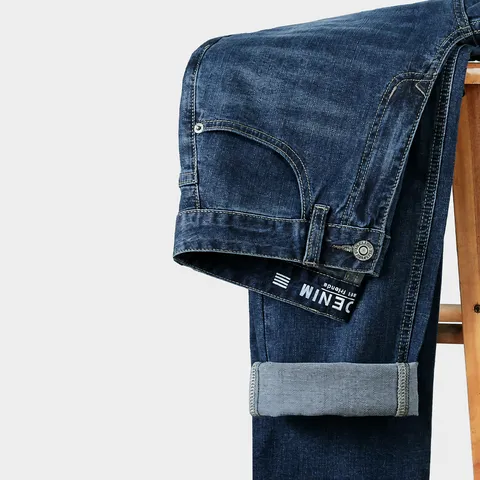 Herren Casual Stretch Denim Jeans Gerade Passform Sommer Baumwolle Blaue Hose