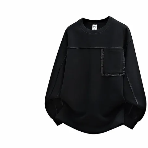 Herren Casual Kaninchenfell Mischung Kapuzenpullover Langarm Pullover Mit Tasche Und Dekorativen Linien
