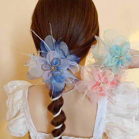 Spiral Hair Ties Plastic Resin Flower Design High Elasticity Sweet Fresh Style Hair Bands For Women Daily Fashion Accessories